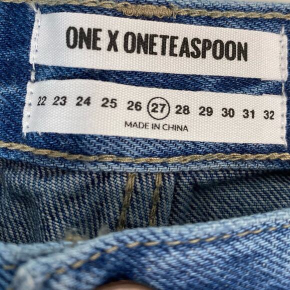 ONE TEASPOON Freebird High Waist Ankle Zip Distressed Crop Skinny Jeans - Picture 12 of 13